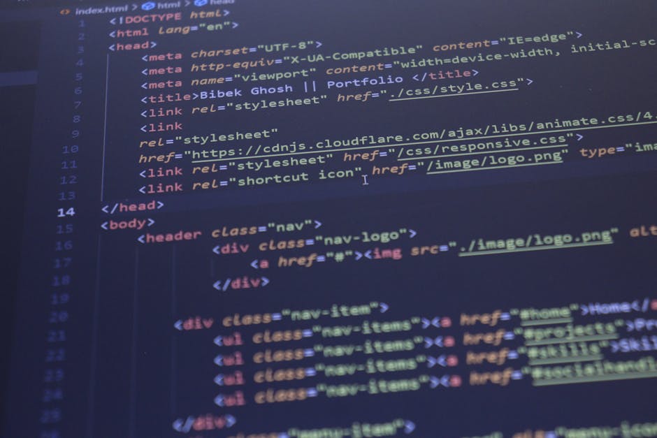 The image displays a close-up view of computer code consisting of a dense array of programming language syntax, including various commands, functions, variables, and operators in multiple colors such 